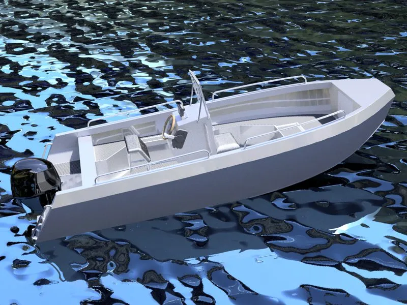 18 Foot (5.5 meters) Aluminum Utility Skiff Plans with center console
